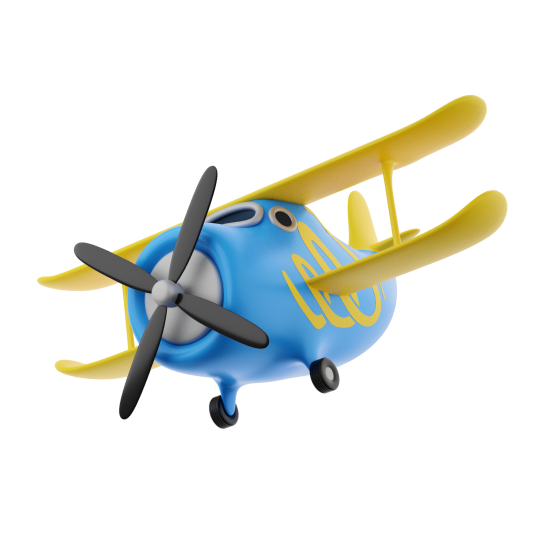 Animiertes Flugzeug als Symbolbild zum Abheben im Trampolinpark - FLIP LAB Schwechat